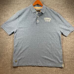 Guinness Official Merchandise Polo Shirt Men's XXL Blue SS Stretch Bar Casual